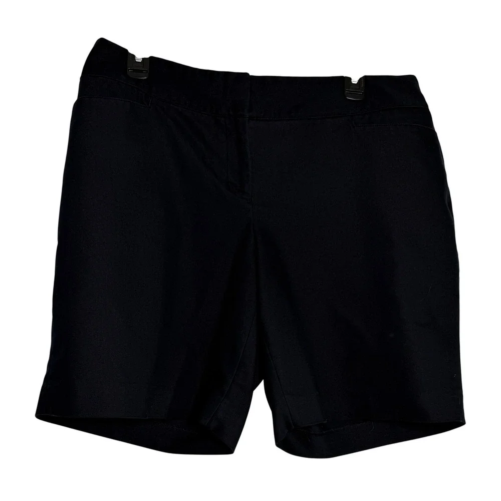 Lane Bryant Black Chino‎ Shorts Womens 14 Mid Rise Stretch Cotton Blend 8.5in